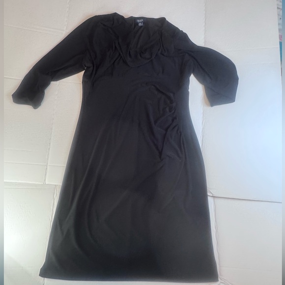 Chaps Black Cowl Neck Midi Dress | 3/4 Sleeve | Lined | Size XL - Picture 4 of 8